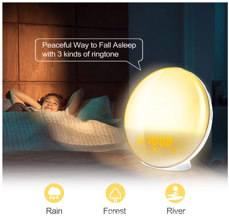 Creative Multifunctional LED Alarm Clock with Sunrise Simulation