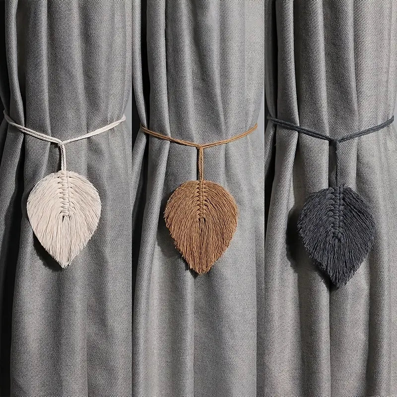 Boho Leaf Macramé Curtain Holder (1 Piece)