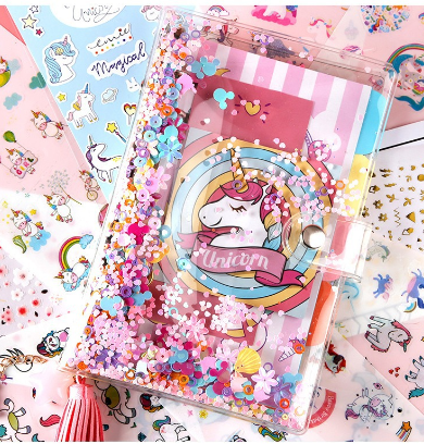 Square Grid Journal with Unicorn Design and Accessories