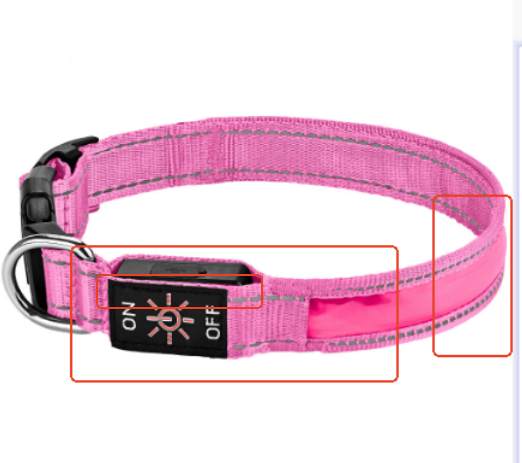 Reflective LED Dog Collar with Leather and Ribbon Design