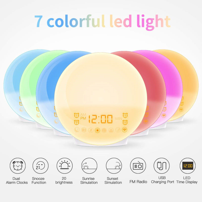 Creative Multifunctional LED Alarm Clock with Sunrise Simulation